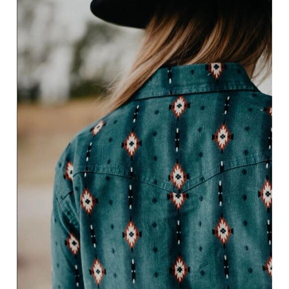 Wrangler Retro  Women's Southwestern Print Long Sleeve Mini Dress Size XL - Picture 7 of 8